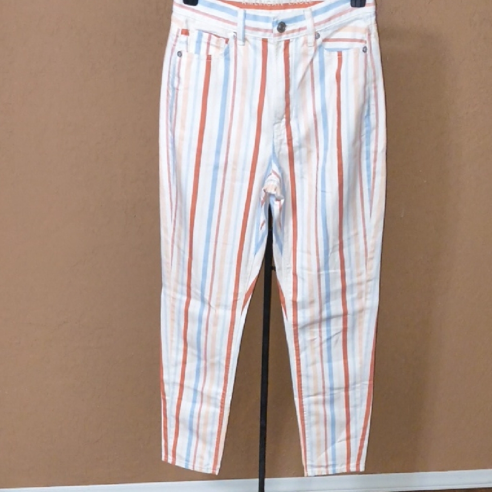 American Eagle Women's Multicolor Striped High Waisted Mom Jeans Size 0
